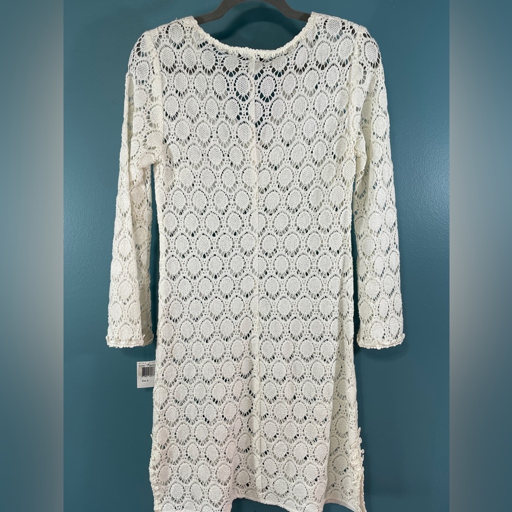 Trina Turk Dress Size 6 Crochet Ivory Long Sleeve Swim Cover Up - Picture 4 of 8